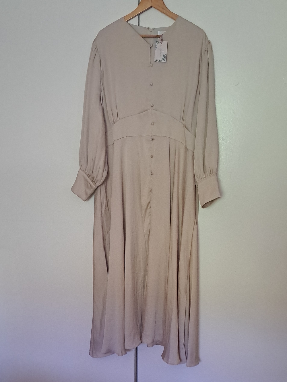 Dainty Jewells Beige Button-Front Maxi Dress